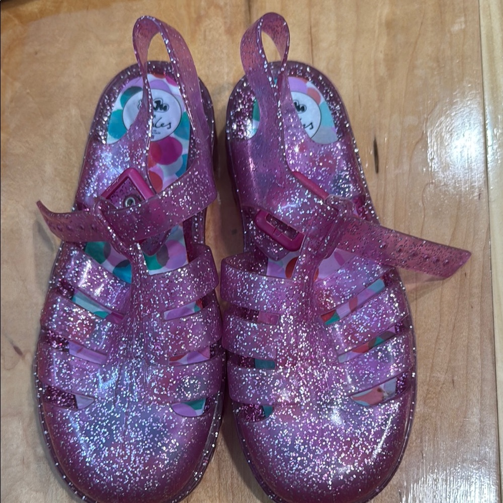 Sparkly Pink Kids Sandals. JOULES